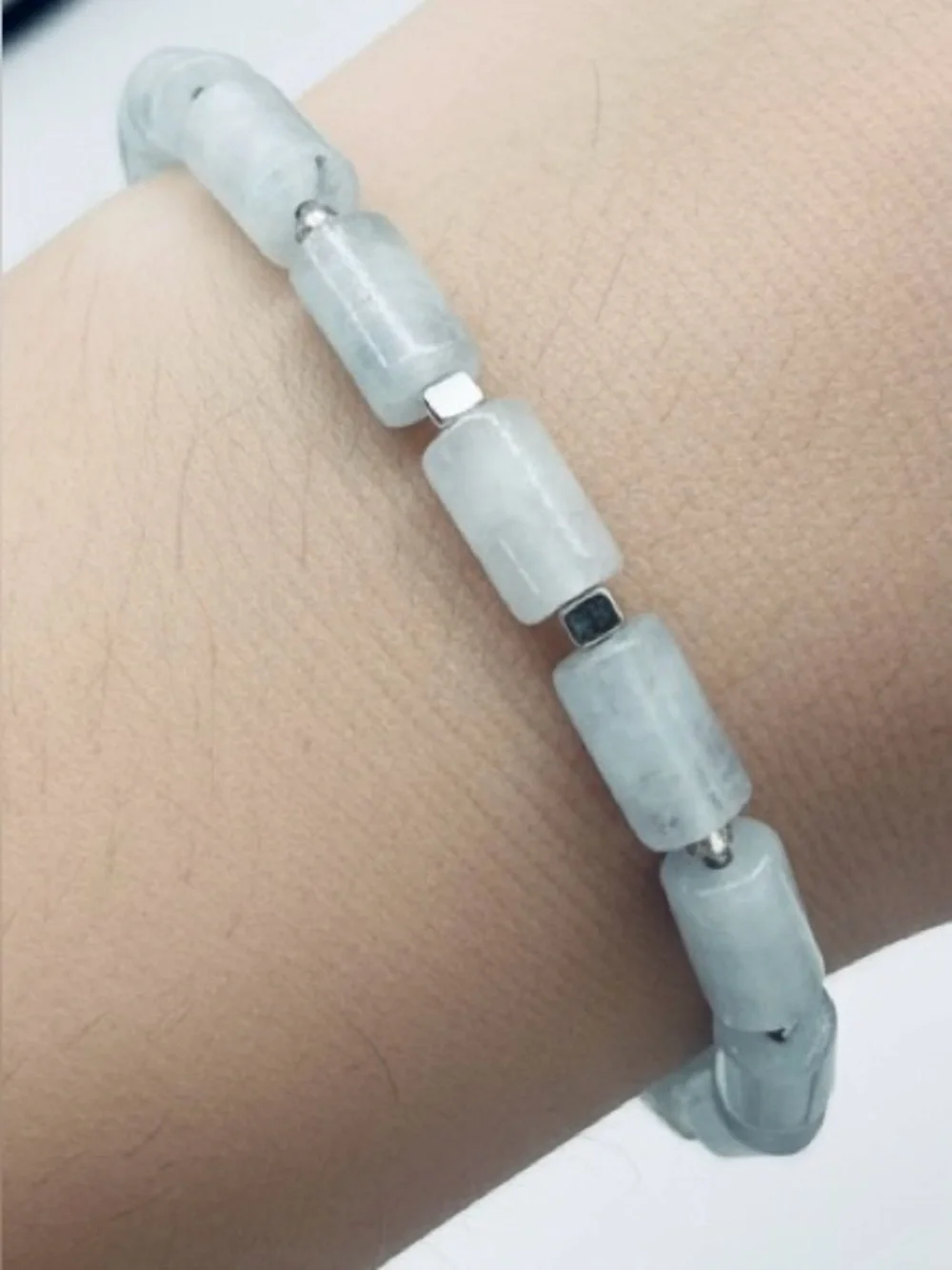 Natural Aquamarine Bracelet – Genuine Gemstone Beaded Bracelet with Gold Clasp